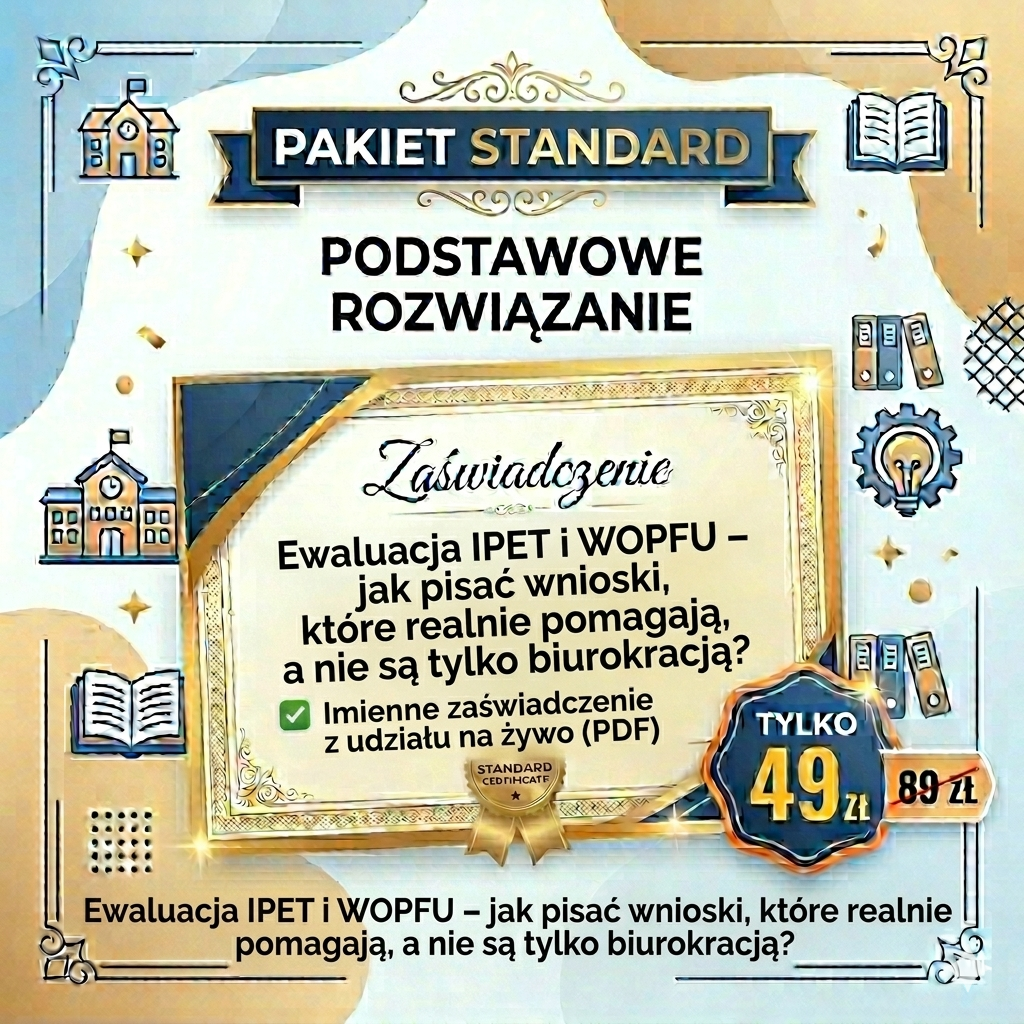 Ewaluacja IPET i WOPFU – jak pisać wnioski, które realnie pomagają, a nie są tylko biurokracją? 1 Ewaluacja IPET i WOPFU – jak pisać wnioski, które realnie pomagają, a nie są tylko biurokracją?